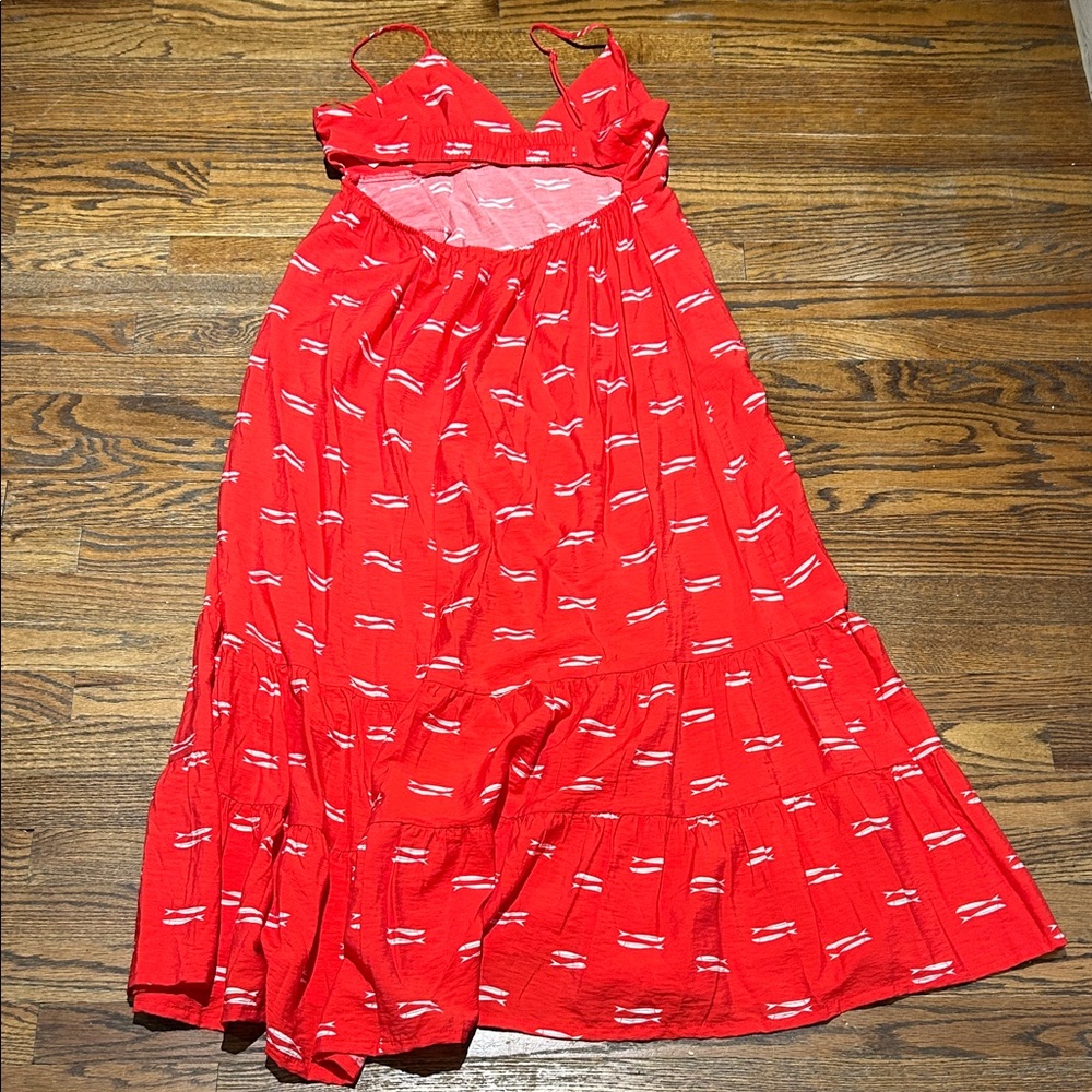 Gorgeous Red Maxi Dress with White Pattern - Picture 7 of 8